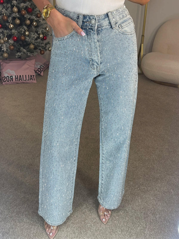 Diamanté - High Waisted Straight Jeans