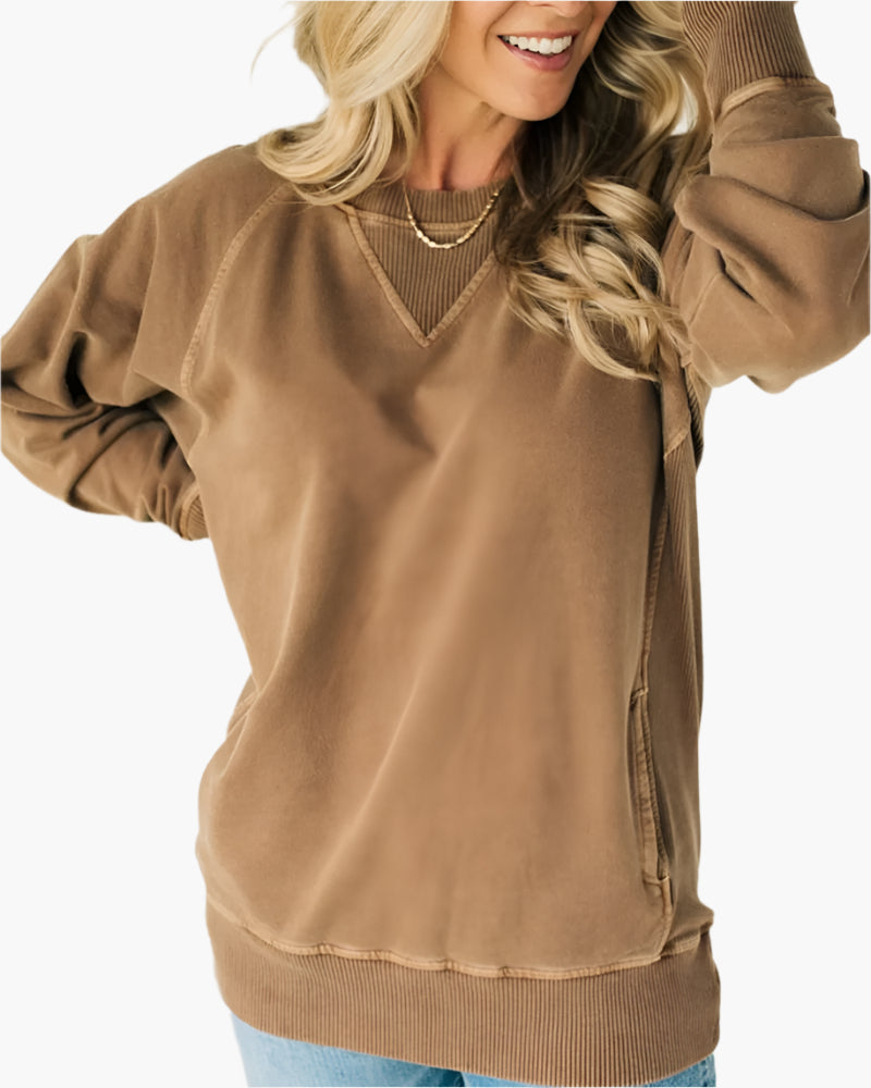 VIOLA - Ribbed Accent Pullover