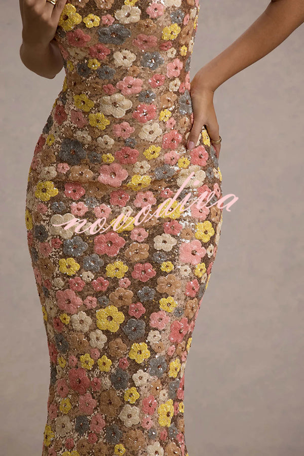 Flora - Sequin Square Maxi Dress