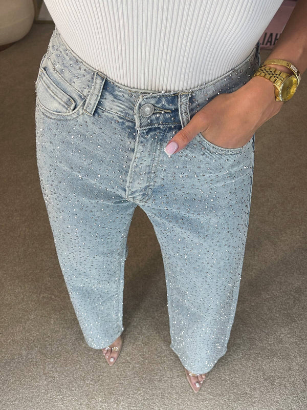 Diamanté - High Waisted Straight Jeans