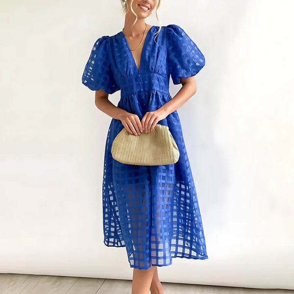 Cindy - Classic Patterned Midi Dress