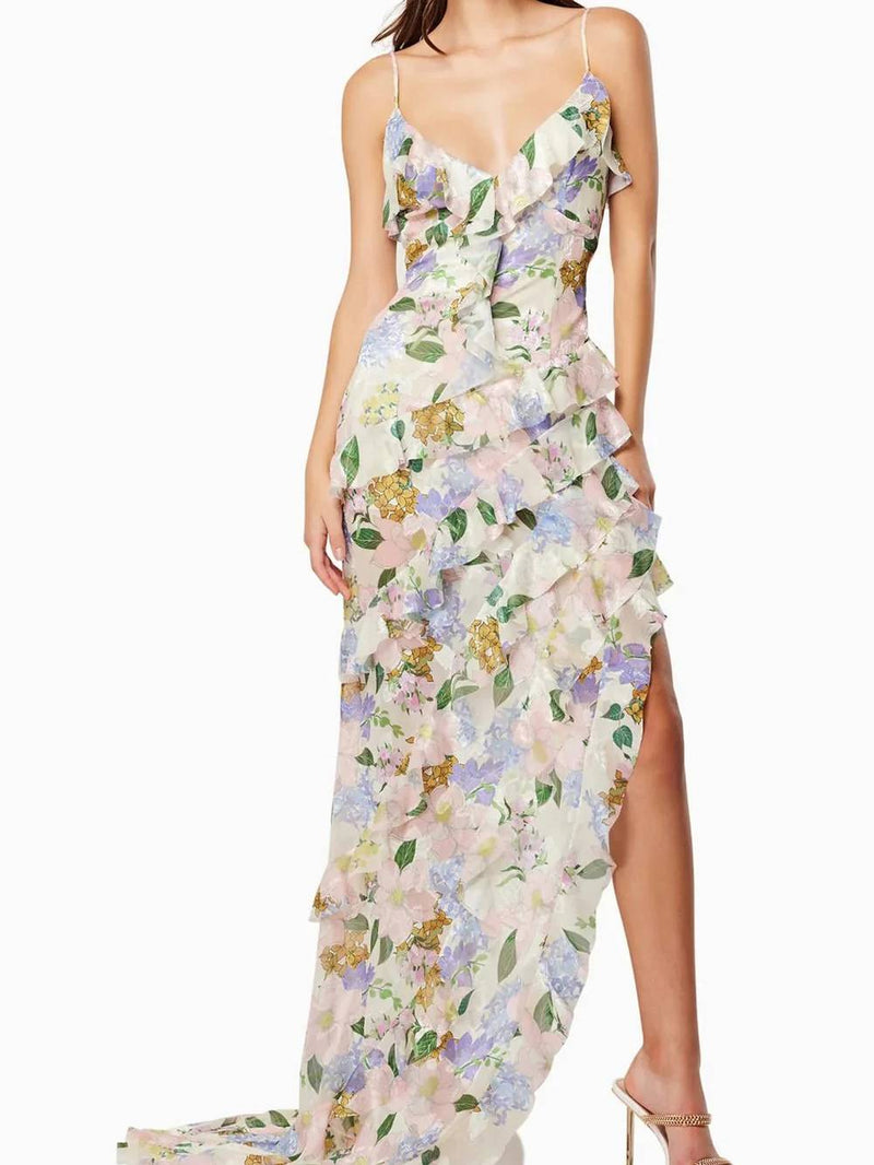 Supeda - Suspender Printed Ruffle Dress