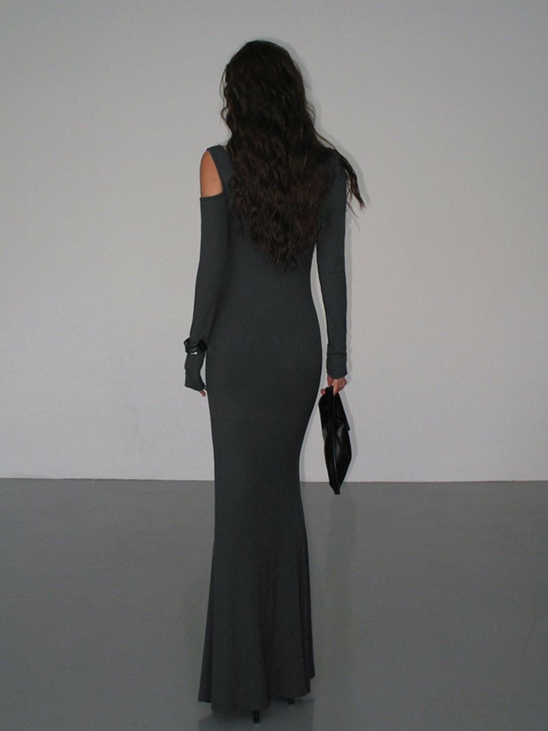 Mahi - Long Sleeve Cutout Long Dress