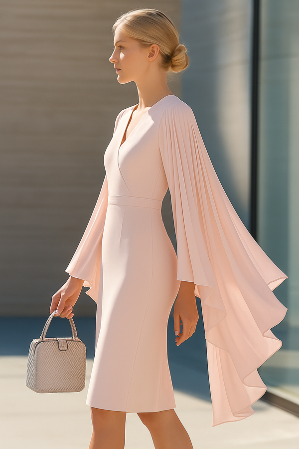 Kristin - Pink Chiffon Midi Dress