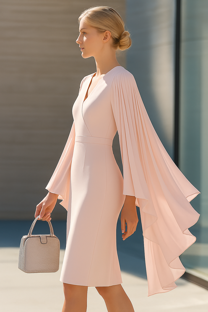 Kristin - Pink Chiffon Midi Dress