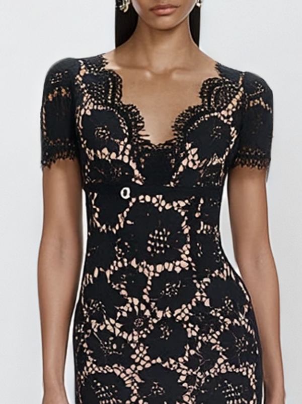 Sakura - Lace Edge Midi Dress