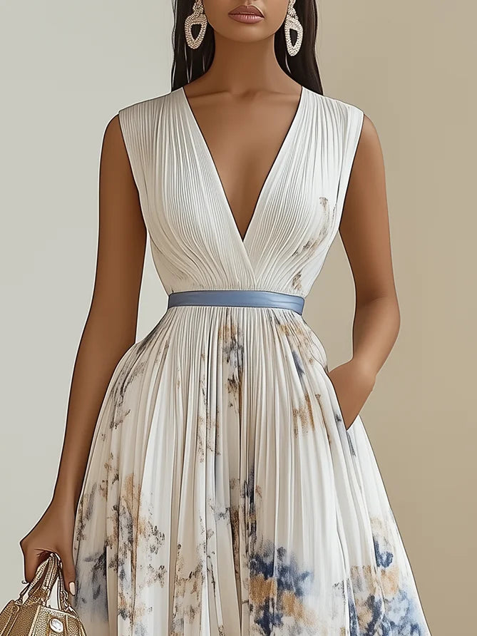 Sienna - Pleated Floral Chiffon Dress