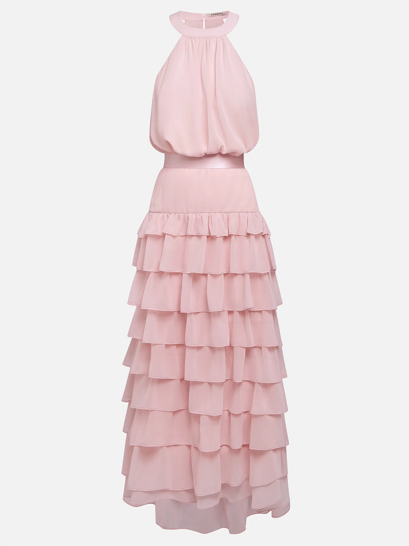 Rowyn - Peplum Chiffon Sleeveless Dress