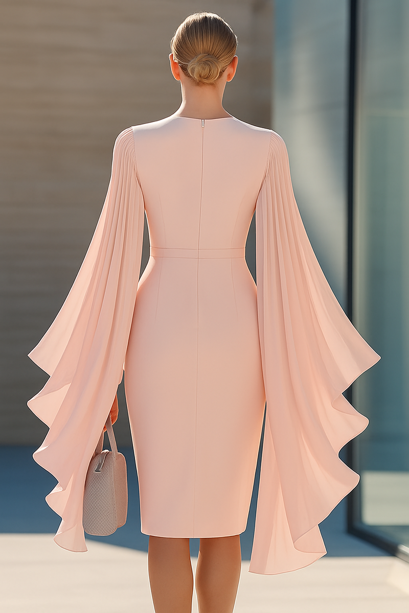 Kristin - Pink Chiffon Midi Dress