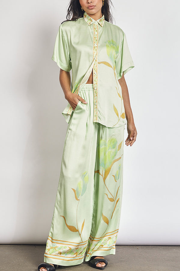 Serelina - Satin Tulip Print Top Set