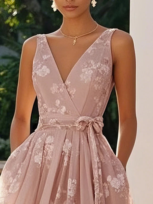 Emma - Embroidered V Neck Sleeveless Dress