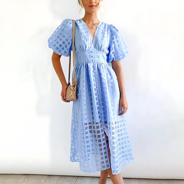 Cindy - Classic Patterned Midi Dress