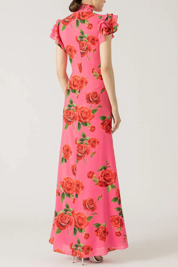 Rosie - Cheongsam Rose Print Dress