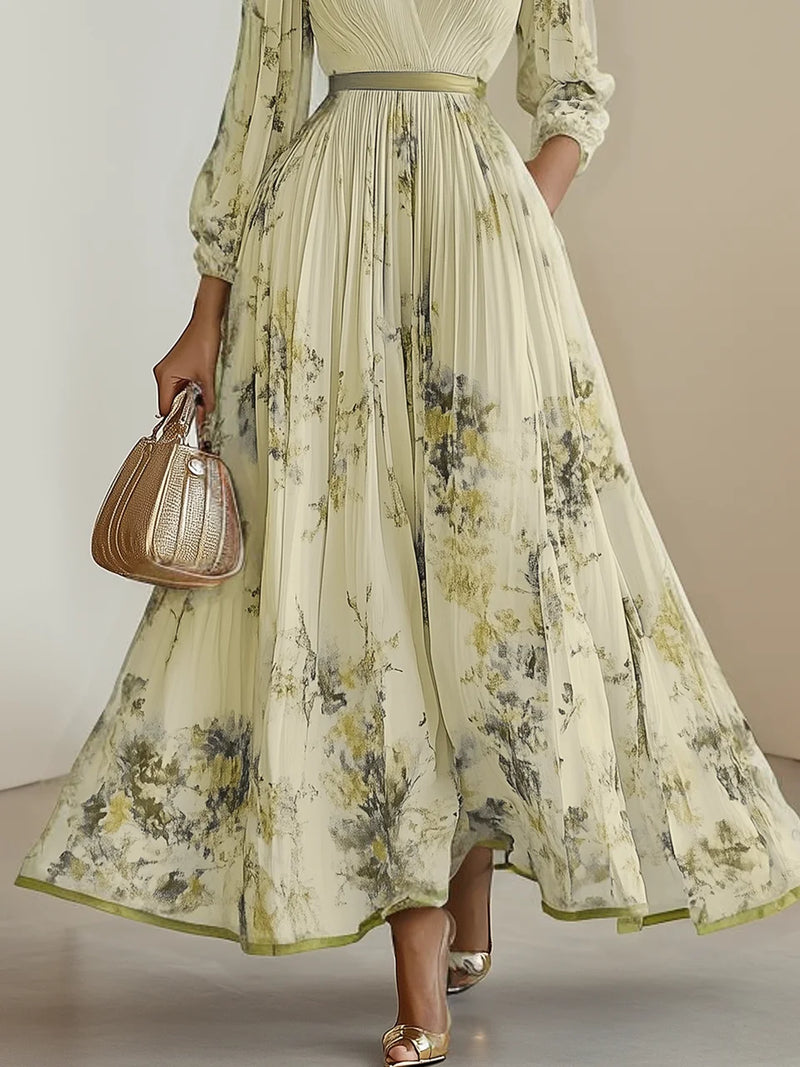 Siena - Pleated Chiffon Floral Dress