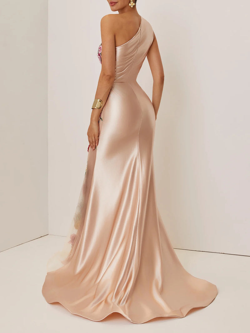 Vica - Champagne Embroidery Mermaid Dress