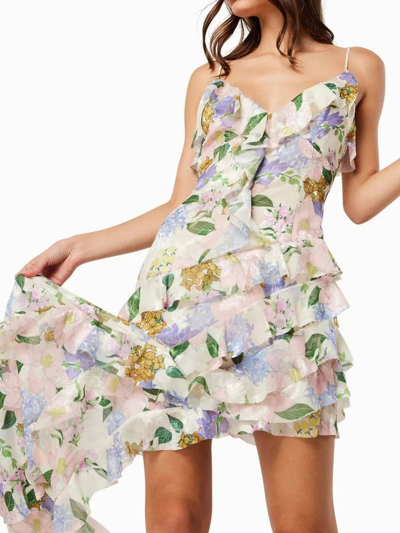 Supeda - Suspender Printed Ruffle Dress