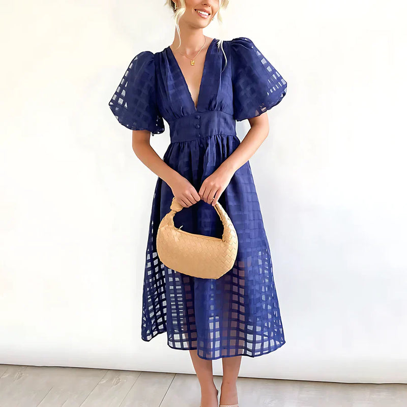 Cindy - Classic Patterned Midi Dress