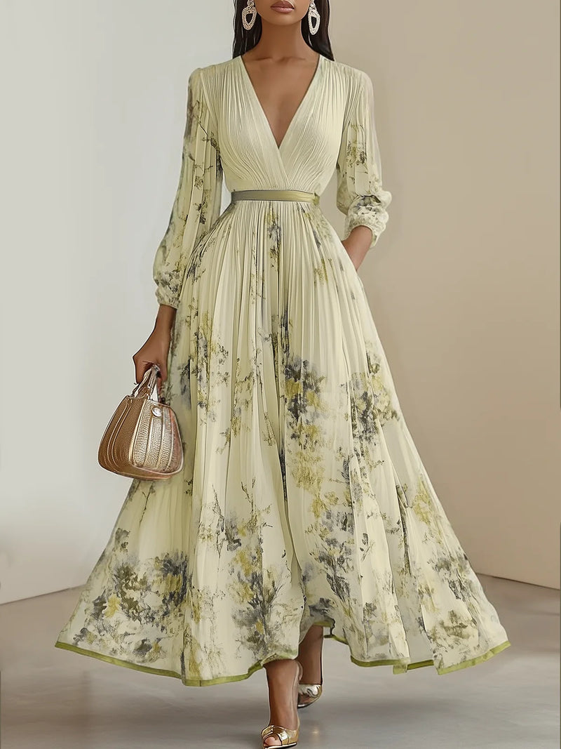 Siena - Pleated Chiffon Floral Dress