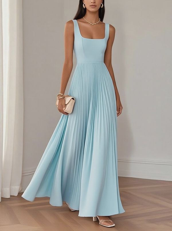 Mkenna - Blue Pleated Maxi Dress