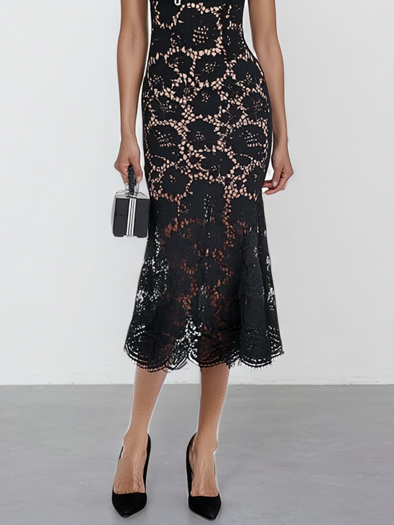 Sakura - Lace Edge Midi Dress
