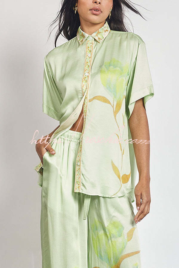 Serelina - Satin Tulip Print Top Set