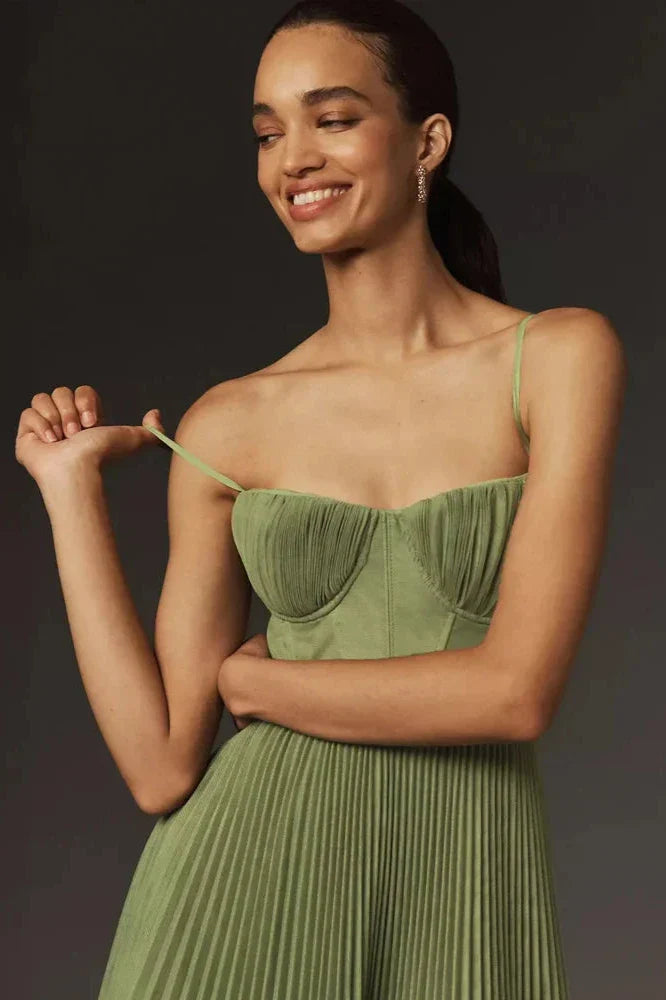 Bustier - Pleated Tulle Midi Dress
