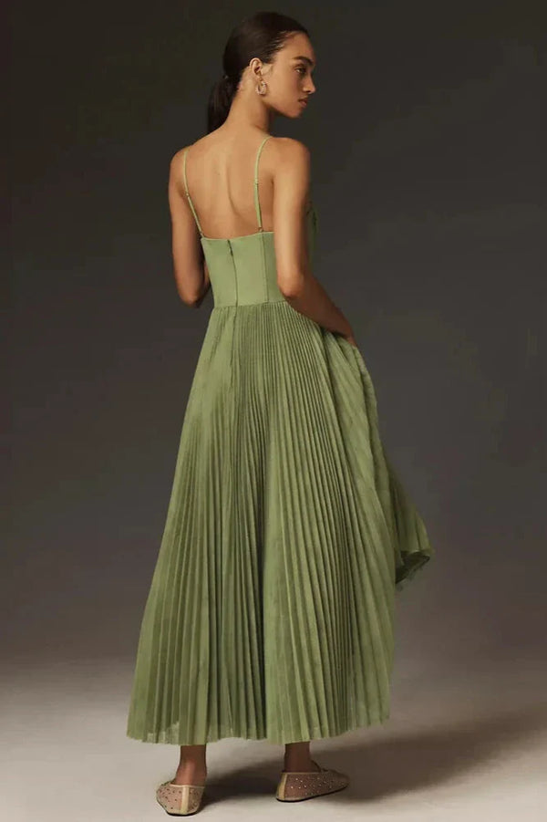Bustier - Pleated Tulle Midi Dress