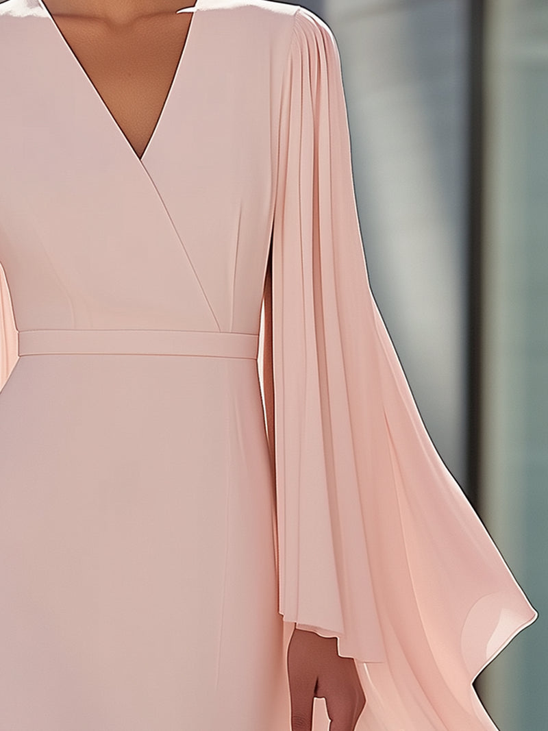 Kristin - Pink Chiffon Midi Dress