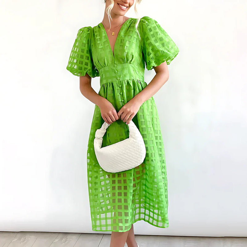 Cindy - Classic Patterned Midi Dress