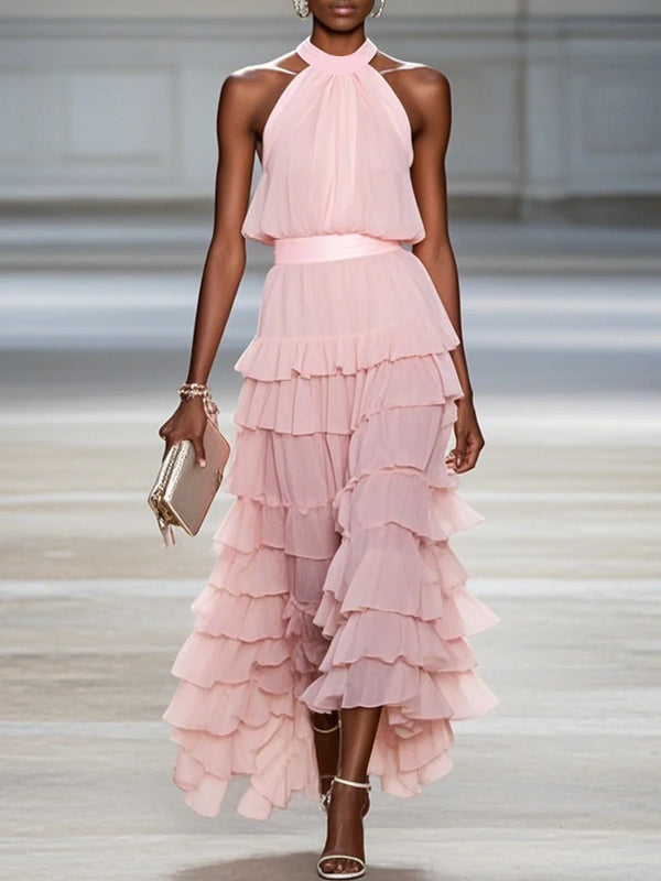Rowyn - Peplum Chiffon Sleeveless Dress
