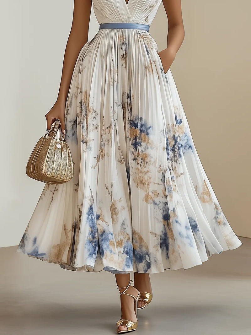 Sienna - Pleated Floral Chiffon Dress