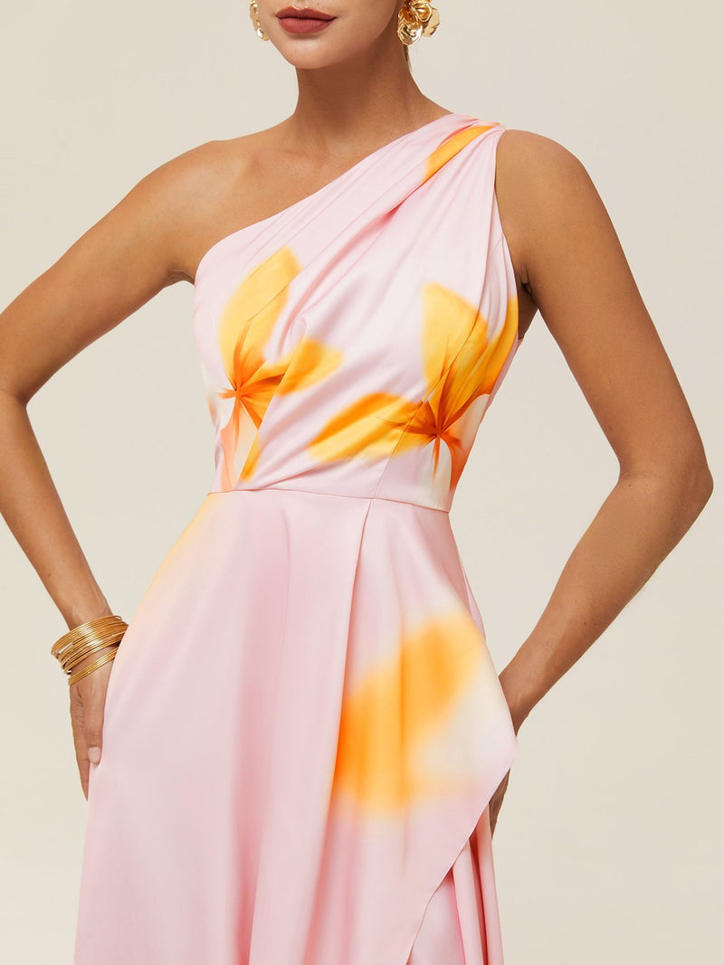 Ivy - Pink Floral Slit Gown