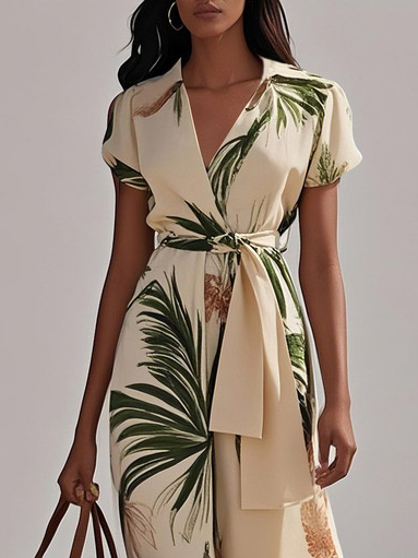 Rahya - Beige Printing Maxi Dress