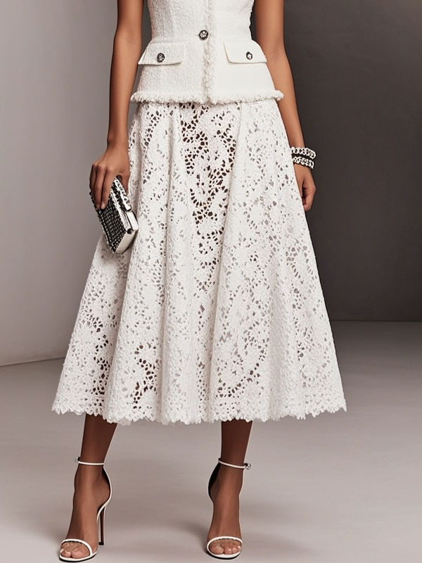 Leah - White Buckle Sleeveless Set