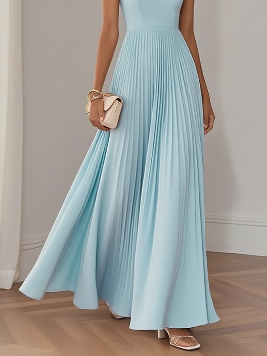 Mkenna - Blue Pleated Maxi Dress