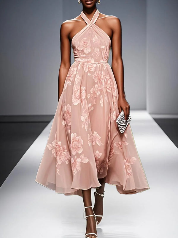 Julie - Floral Chiffon Halter Dress