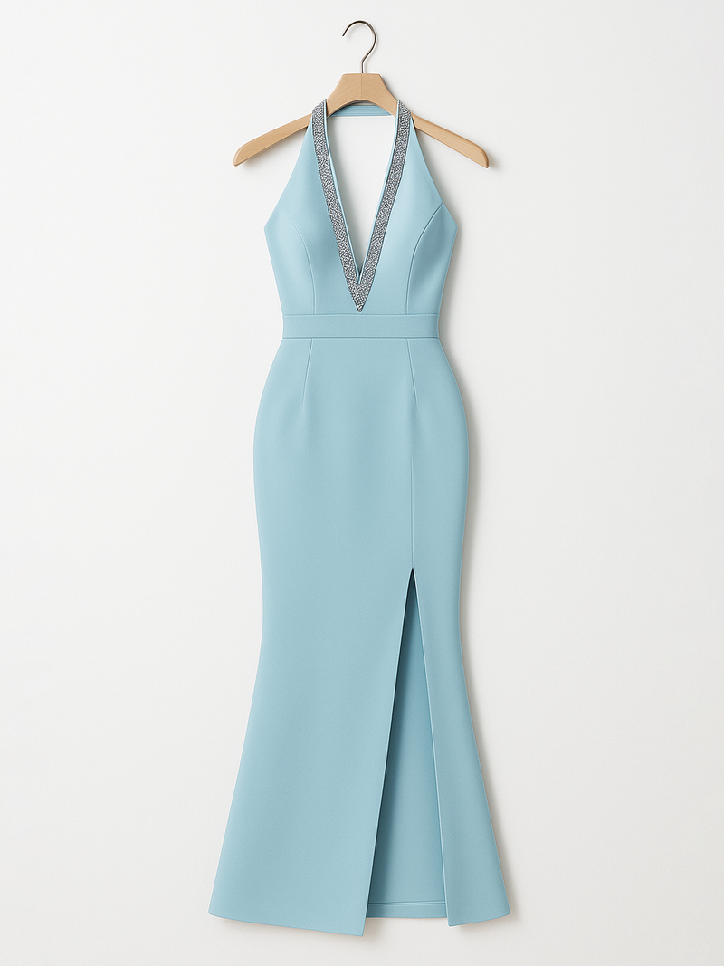 Susan - Silver Trimmed Midi Dress