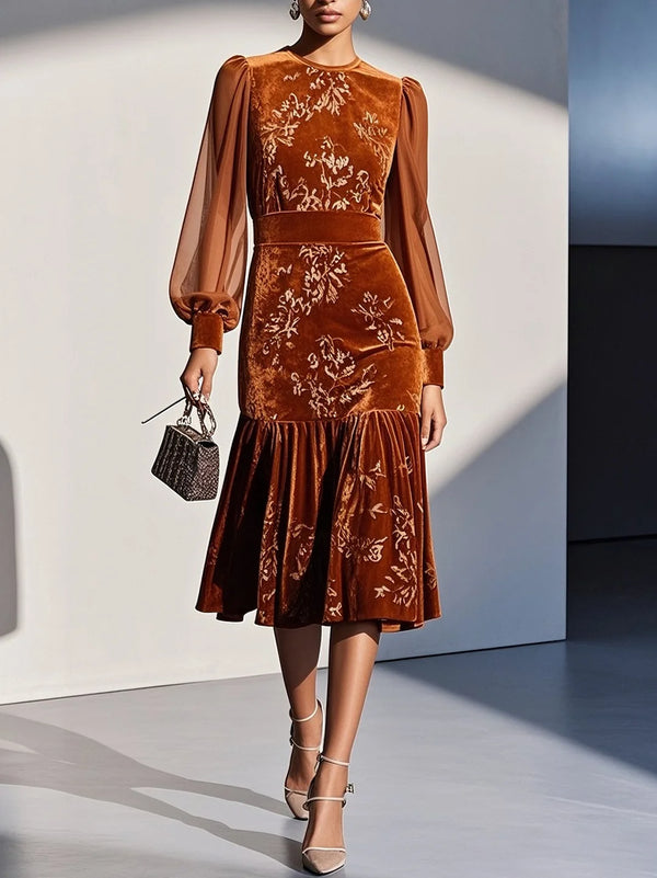 Farah - Mesh Velvet Midi Dress