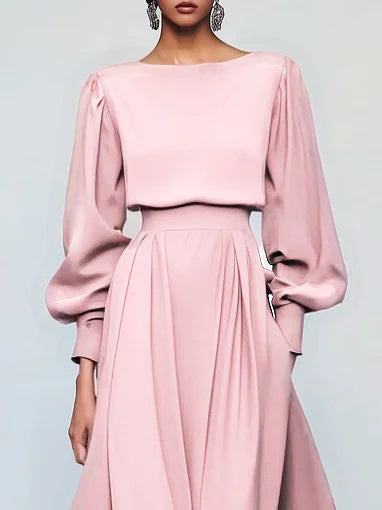 Evelyn - Asymmetric Boat Neck Dress