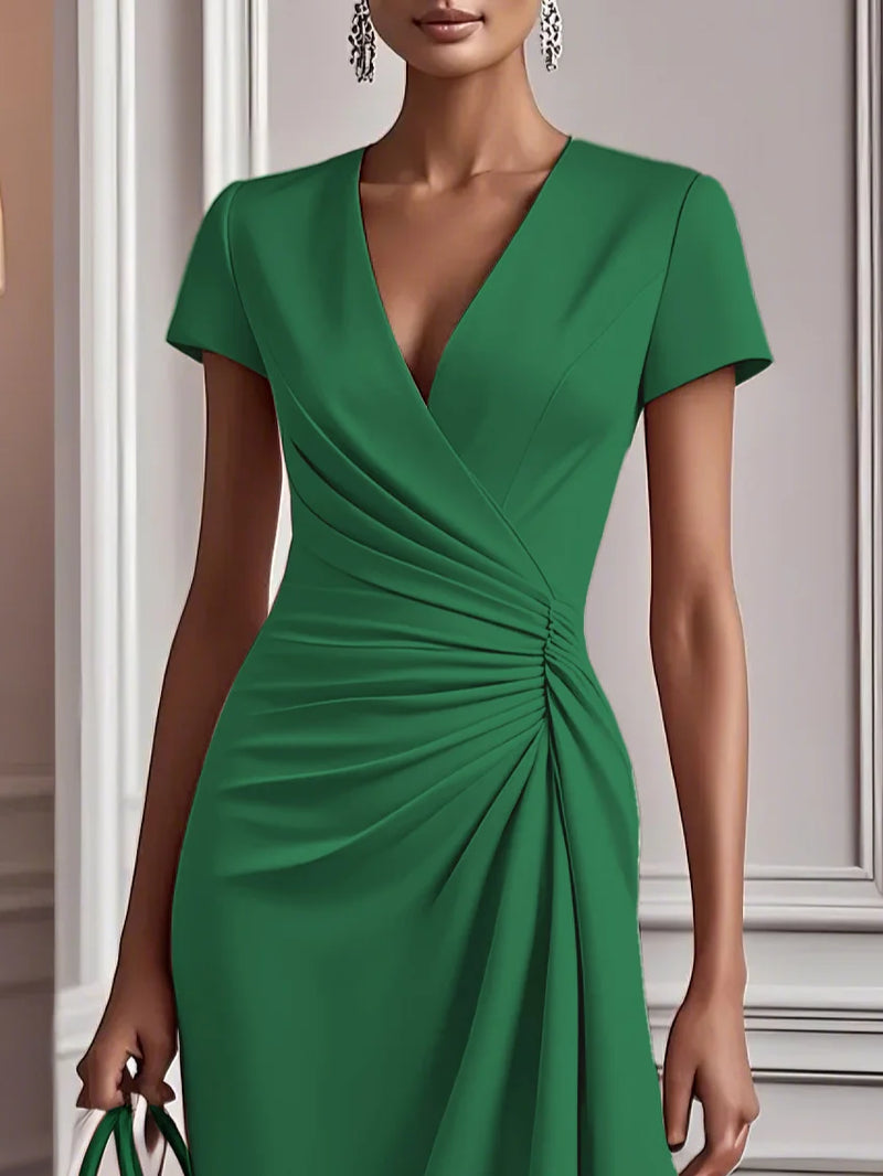 Amelia - Ruched A Line Midi Dress
