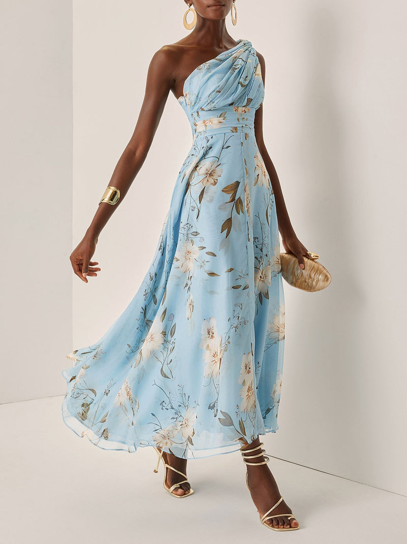 Aurelia - Floral Ruched Chiffon Dress