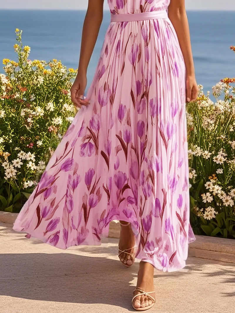Avienne - Floral Crew Sleeveless Dress