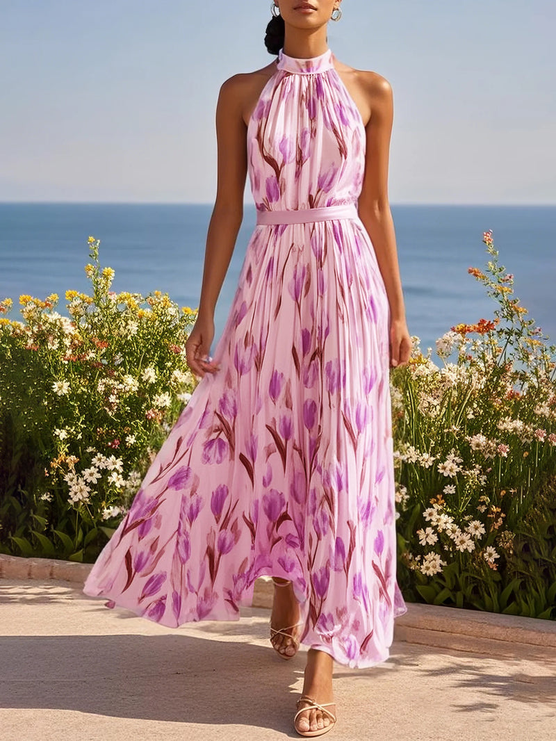 Avienne - Floral Crew Sleeveless Dress