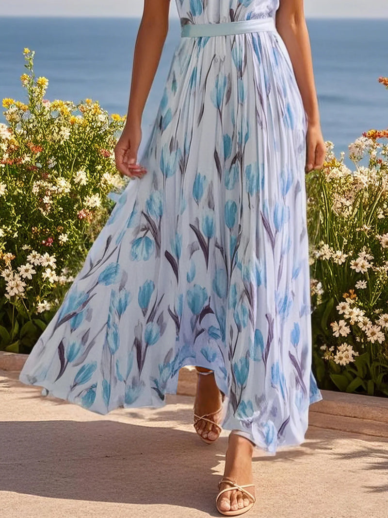 Avienne - Floral Crew Sleeveless Dress