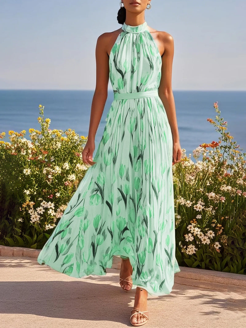 Avienne - Floral Crew Sleeveless Dress