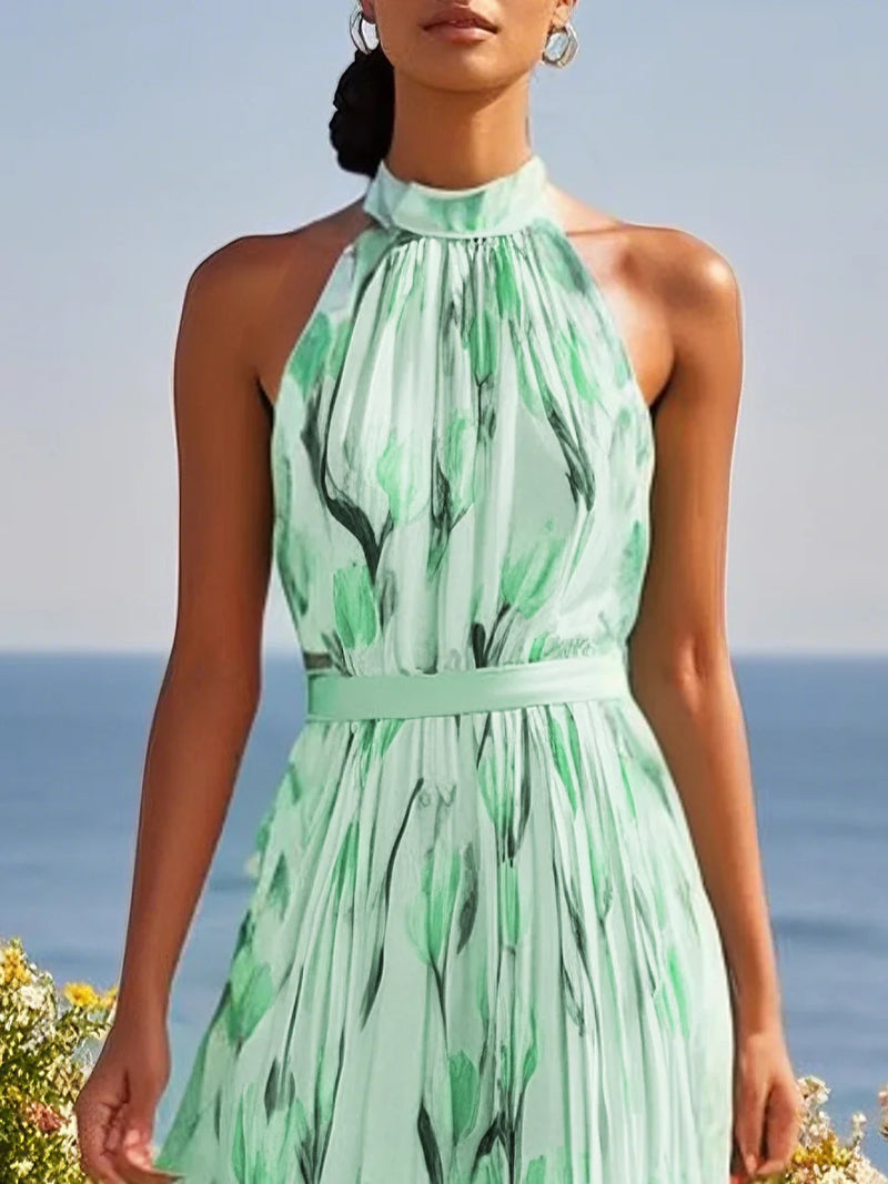 Avienne - Floral Crew Sleeveless Dress