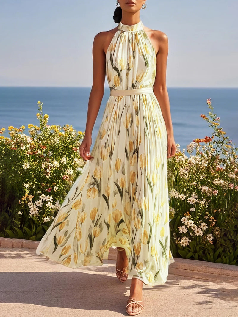 Avienne - Floral Crew Sleeveless Dress