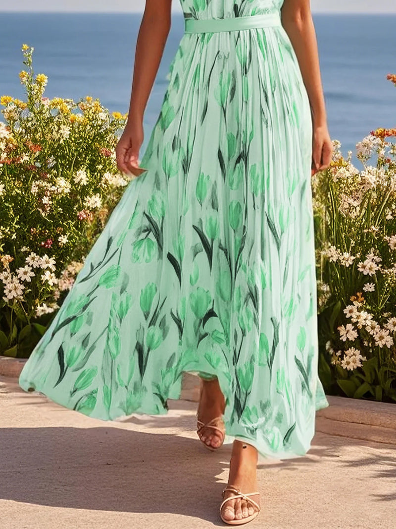 Avienne - Floral Crew Sleeveless Dress