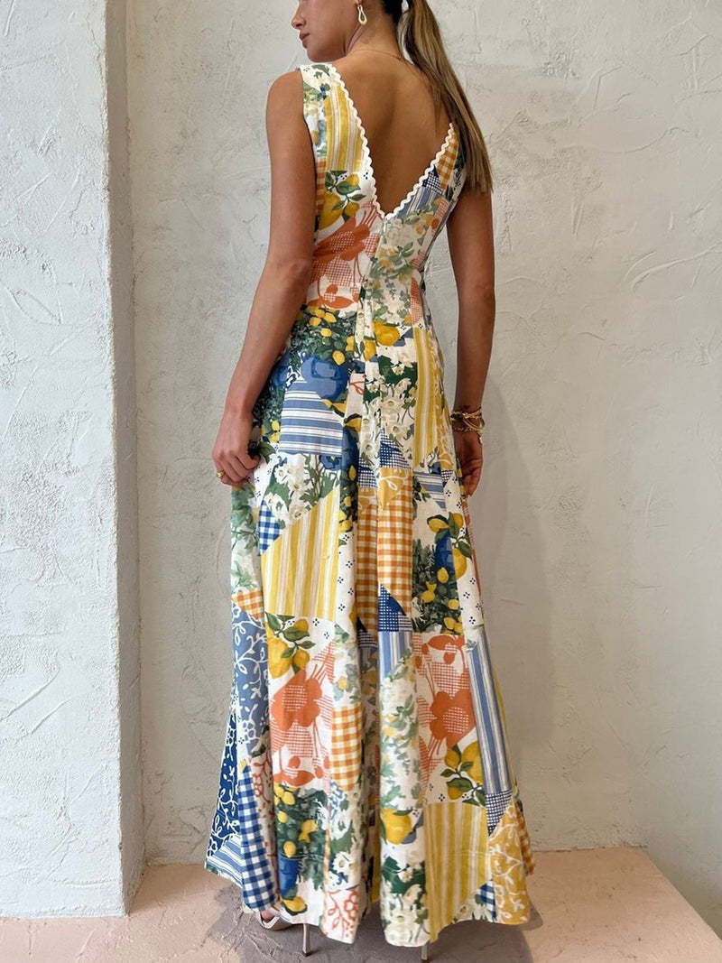 Eliana - Lemonade Print Lace Dress