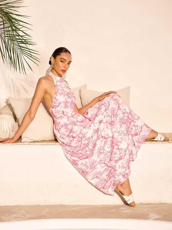 Alice - Halter Neck Printed Dress